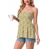 image:imageIWOLLENCE Womens Tube Tops Flowy Pleated Strapless Top Long Sleeveless Bandeau Tanks Cute Beach Coverups SummerFp Yellow Rose
