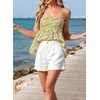 image:imageIWOLLENCE Womens Tube Tops Flowy Pleated Strapless Top Long Sleeveless Bandeau Tanks Cute Beach Coverups SummerFp Yellow Rose
