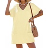 image:imageIWOLLENCE Swimsuit Coverup for Women Crochet V Neck Short Sleeve Beach Cover Up Dress with PocketsButter Yellow