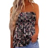 image:imageIWOLLENCE Womens Tube Tops Flowy Pleated Strapless Top Long Sleeveless Bandeau Tanks Cute Beach Coverups SummerFp Black Paisley