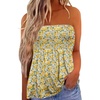 image:imageIWOLLENCE Womens Tube Tops Flowy Pleated Strapless Top Long Sleeveless Bandeau Tanks Cute Beach Coverups SummerFp Yellow Rose