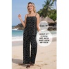 image:imageIWOLLENCE Womens 2 Piece Sets Spaghetti Strappy Tank Top and Long Pant with Pockets Lounge Matching Sets Beach VacationCblack White Dot