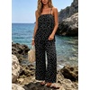 image:imageIWOLLENCE Womens 2 Piece Sets Spaghetti Strappy Tank Top and Long Pant with Pockets Lounge Matching Sets Beach VacationCblack White Dot