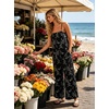 image:imageIWOLLENCE Womens 2 Piece Sets Spaghetti Strappy Tank Top and Long Pant with Pockets Lounge Matching Sets Beach VacationCblack White Floral