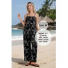 image:imageIWOLLENCE Womens 2 Piece Sets Spaghetti Strappy Tank Top and Long Pant with Pockets Lounge Matching Sets Beach VacationCblack White Floral