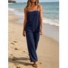 image:imageIWOLLENCE Womens 2 Piece Sets Spaghetti Strappy Tank Top and Long Pant with Pockets Lounge Matching Sets Beach VacationCnavy Blue