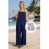 image:imageIWOLLENCE Womens 2 Piece Sets Spaghetti Strappy Tank Top and Long Pant with Pockets Lounge Matching Sets Beach VacationCnavy Blue