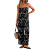 image:imageIWOLLENCE Womens 2 Piece Sets Spaghetti Strappy Tank Top and Long Pant with Pockets Lounge Matching Sets Beach VacationCblack White Floral