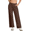 image:imageIWOLLENCE Womens Casual Loose Checkered Wide Leg Pants High Waist Straight Lounge Y2K Gingham TrousersCdblack Brown