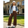 image:imageIWOLLENCE Womens Casual Loose Checkered Wide Leg Pants High Waist Straight Lounge Y2K Gingham TrousersCdblack Brown