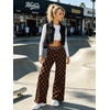 image:imageIWOLLENCE Womens Casual Loose Checkered Wide Leg Pants High Waist Straight Lounge Y2K Gingham TrousersCdblack Brown