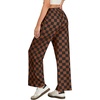 image:imageIWOLLENCE Womens Casual Loose Checkered Wide Leg Pants High Waist Straight Lounge Y2K Gingham TrousersCdblack Brown
