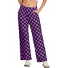 image:imageIWOLLENCE Womens Casual Loose Checkered Wide Leg Pants High Waist Straight Lounge Y2K Gingham TrousersCdblack Purple