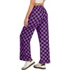 image:imageIWOLLENCE Womens Casual Loose Checkered Wide Leg Pants High Waist Straight Lounge Y2K Gingham TrousersCdblack Purple