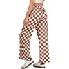 image:imageIWOLLENCE Womens Casual Loose Checkered Wide Leg Pants High Waist Straight Lounge Y2K Gingham TrousersCdbrown White