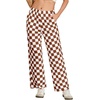 image:imageIWOLLENCE Womens Casual Loose Checkered Wide Leg Pants High Waist Straight Lounge Y2K Gingham TrousersCdbrown White