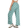 image:imageIWOLLENCE Womens Casual Loose Checkered Wide Leg Pants High Waist Straight Lounge Y2K Gingham TrousersCdcyan White