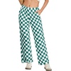 image:imageIWOLLENCE Womens Casual Loose Checkered Wide Leg Pants High Waist Straight Lounge Y2K Gingham TrousersCdcyan White