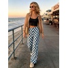 image:imageIWOLLENCE Womens Casual Loose Checkered Wide Leg Pants High Waist Straight Lounge Y2K Gingham TrousersCddenim Dark Blue