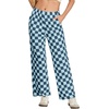 image:imageIWOLLENCE Womens Casual Loose Checkered Wide Leg Pants High Waist Straight Lounge Y2K Gingham TrousersCddenim Dark Blue