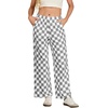 image:imageIWOLLENCE Womens Casual Loose Checkered Wide Leg Pants High Waist Straight Lounge Y2K Gingham TrousersCdgrey White
