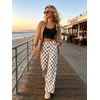 image:imageIWOLLENCE Womens Casual Loose Checkered Wide Leg Pants High Waist Straight Lounge Y2K Gingham TrousersCdgrey White