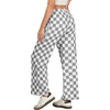 image:imageIWOLLENCE Womens Casual Loose Checkered Wide Leg Pants High Waist Straight Lounge Y2K Gingham TrousersCdgrey White