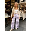 image:imageIWOLLENCE Womens Casual Loose Checkered Wide Leg Pants High Waist Straight Lounge Y2K Gingham TrousersCdlight Purple White
