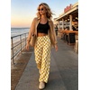 image:imageIWOLLENCE Womens Casual Loose Checkered Wide Leg Pants High Waist Straight Lounge Y2K Gingham TrousersCdyellow White
