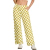 image:imageIWOLLENCE Womens Casual Loose Checkered Wide Leg Pants High Waist Straight Lounge Y2K Gingham TrousersCdyellow White