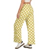 image:imageIWOLLENCE Womens Casual Loose Checkered Wide Leg Pants High Waist Straight Lounge Y2K Gingham TrousersCdyellow White