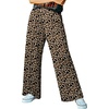 image:imageIWOLLENCE Womens Casual Loose Checkered Wide Leg Pants High Waist Straight Lounge Y2K Gingham TrousersLdapricot Brown Leopard