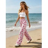 image:imageIWOLLENCE Womens Casual Loose Checkered Wide Leg Pants High Waist Straight Lounge Y2K Gingham TrousersLxrose Pink Rhombus