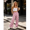image:imageIWOLLENCE Womens Casual Loose Checkered Wide Leg Pants High Waist Straight Lounge Y2K Gingham TrousersLxrose Pink Rhombus