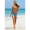 image:imageIWOLLENCE Womens Floral Tube Tops Casual Summer Backless Strapless Top Sleeveless Bandeau Tanks ShirtFp Apricot Yellow Leopard
