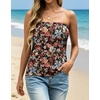 image:imageIWOLLENCE Womens Floral Tube Tops Casual Summer Backless Strapless Top Sleeveless Bandeau Tanks ShirtFp Black Colorful Floral