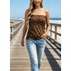 image:imageIWOLLENCE Womens Floral Tube Tops Casual Summer Backless Strapless Top Sleeveless Bandeau Tanks ShirtFp Coffee Black Leopard