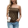 image:imageIWOLLENCE Womens Floral Tube Tops Casual Summer Backless Strapless Top Sleeveless Bandeau Tanks ShirtFp Khaki Brown Leopard
