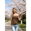 image:imageIWOLLENCE Womens Floral Tube Tops Casual Summer Backless Strapless Top Sleeveless Bandeau Tanks ShirtFp Khaki Brown Leopard