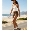 image:imageIWOLLENCE Womens Striped Micro Shorts Knit Low Rise Y2K Going Out Mini Shorts Casual Short LoungewearStgrey Orange