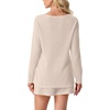 image:imageIWOLLENCE Womens Summer 2 Piece Swimsuit Cover up Crochet Knit Cardigan Tops Shorts with Pockets and Drawstrings SetCcream White