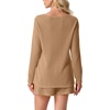 image:imageIWOLLENCE Womens Summer 2 Piece Swimsuit Cover up Crochet Knit Cardigan Tops Shorts with Pockets and Drawstrings SetCkhaki