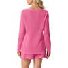 image:imageIWOLLENCE Womens Summer 2 Piece Swimsuit Cover up Crochet Knit Cardigan Tops Shorts with Pockets and Drawstrings SetCpink