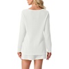 image:imageIWOLLENCE Womens Summer 2 Piece Swimsuit Cover up Crochet Knit Cardigan Tops Shorts with Pockets and Drawstrings SetCwhite