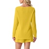 image:imageIWOLLENCE Womens Summer 2 Piece Swimsuit Cover up Crochet Knit Cardigan Tops Shorts with Pockets and Drawstrings SetCyellow