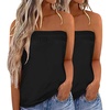image:imageIWOLLENCE 2 Pack Womens Tube Tops Casual Summer Backless Strapless Sleeveless Bandeau Tanks Shirt Flowy Beach CoverupsBlackblack