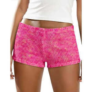 image:imageIWOLLENCE Womens Striped Micro Shorts Knit Low Rise Y2K Going Out Mini Shorts Casual Short LoungewearCfcolorful Rose Red