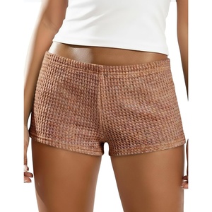 image:imageIWOLLENCE Womens Striped Micro Shorts Knit Low Rise Y2K Going Out Mini Shorts Casual Short LoungewearCfpastel Khaki