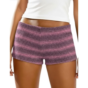 image:imageIWOLLENCE Womens Striped Micro Shorts Knit Low Rise Y2K Going Out Mini Shorts Casual Short LoungewearStpink Grey