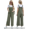 image:imageIWOLLENCE Jumpsuits For Women Boho Overalls Casual Long Bib Loose Womens Rompers with Pockets 20262 Army Green